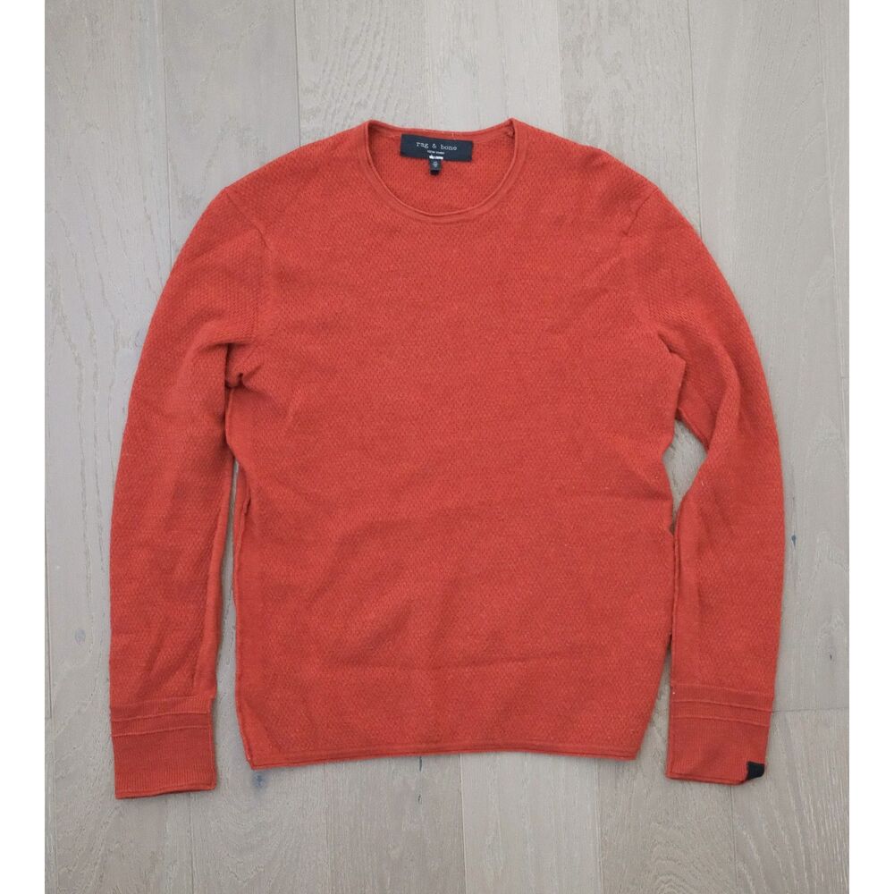 Rag & Bone New York Men's Wool Blend Crewneck Pullover Sweater Rust Red